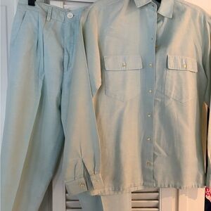 Yves Daniel seafoam green set.